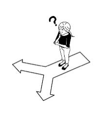 girl standing at fork in the road